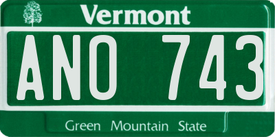 VT license plate ANO743