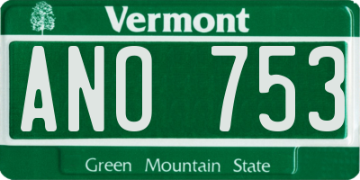 VT license plate ANO753