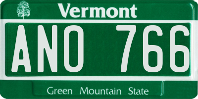 VT license plate ANO766
