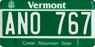 VT license plate ANO767