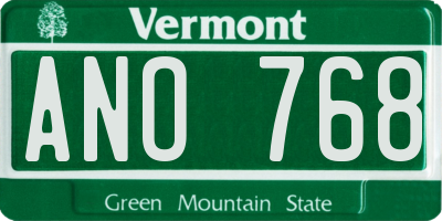 VT license plate ANO768