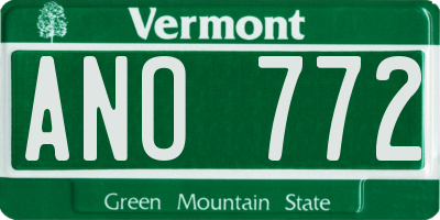 VT license plate ANO772