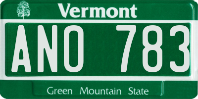 VT license plate ANO783
