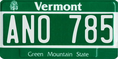 VT license plate ANO785