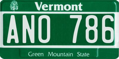 VT license plate ANO786