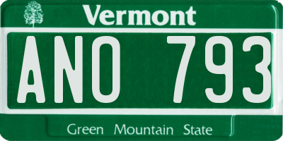 VT license plate ANO793