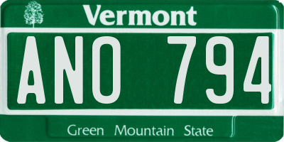 VT license plate ANO794