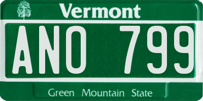 VT license plate ANO799