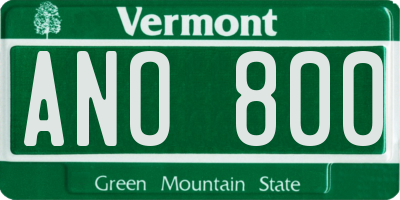 VT license plate ANO800