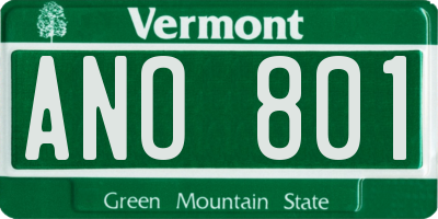 VT license plate ANO801
