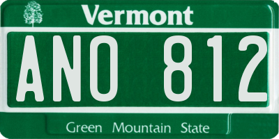 VT license plate ANO812