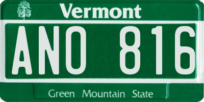 VT license plate ANO816