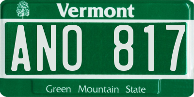 VT license plate ANO817