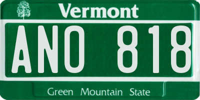 VT license plate ANO818
