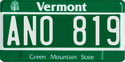 VT license plate ANO819