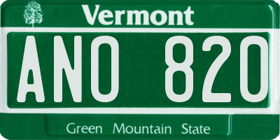 VT license plate ANO820