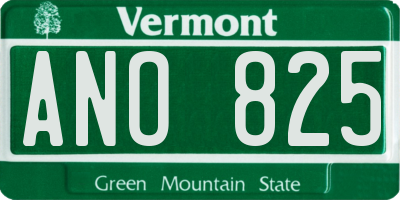 VT license plate ANO825