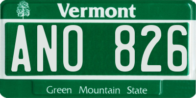 VT license plate ANO826
