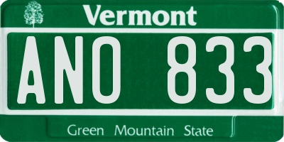 VT license plate ANO833