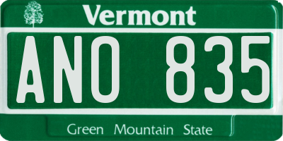 VT license plate ANO835