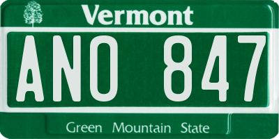 VT license plate ANO847