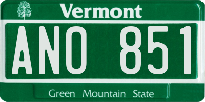 VT license plate ANO851