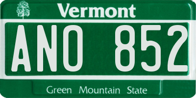 VT license plate ANO852