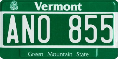 VT license plate ANO855