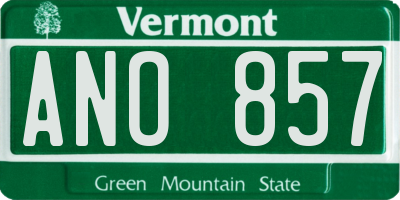 VT license plate ANO857