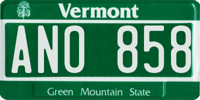 VT license plate ANO858