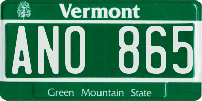 VT license plate ANO865
