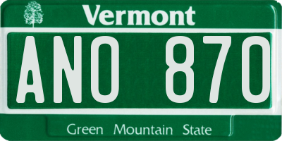 VT license plate ANO870