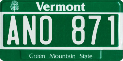 VT license plate ANO871