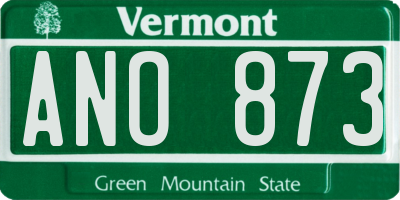 VT license plate ANO873