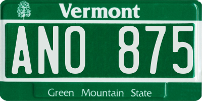 VT license plate ANO875