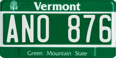 VT license plate ANO876