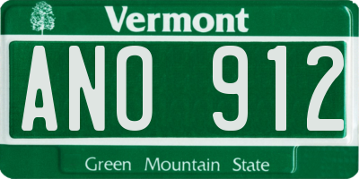 VT license plate ANO912
