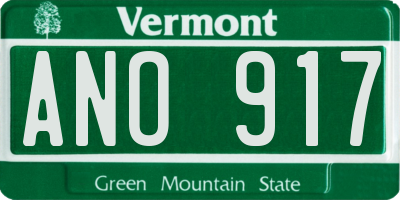 VT license plate ANO917