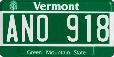 VT license plate ANO918