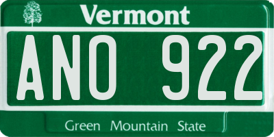 VT license plate ANO922