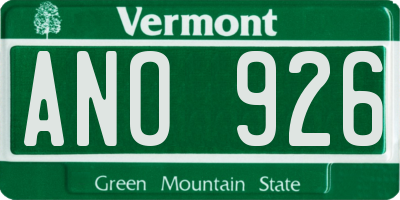 VT license plate ANO926