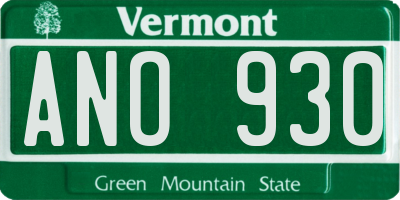 VT license plate ANO930
