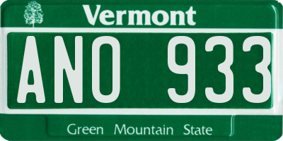 VT license plate ANO933