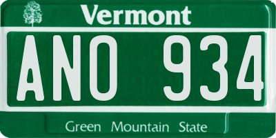 VT license plate ANO934