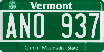 VT license plate ANO937