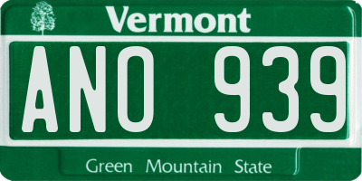 VT license plate ANO939
