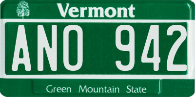 VT license plate ANO942