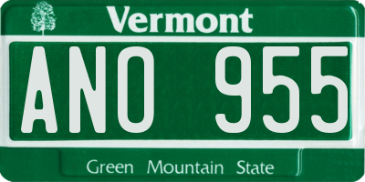 VT license plate ANO955
