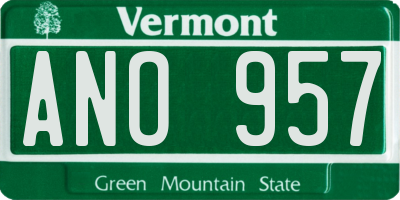 VT license plate ANO957