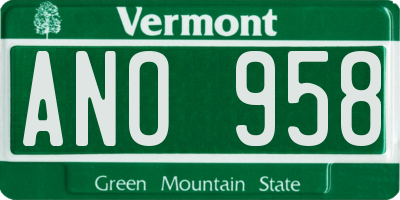 VT license plate ANO958